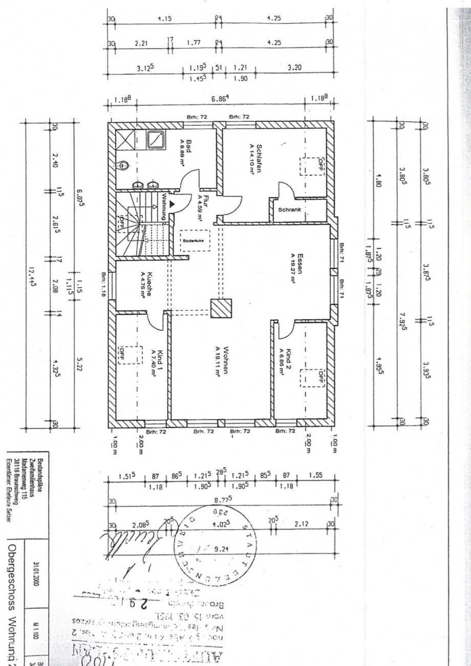 Grundriss Dachgeschosswohnung Braunschweig