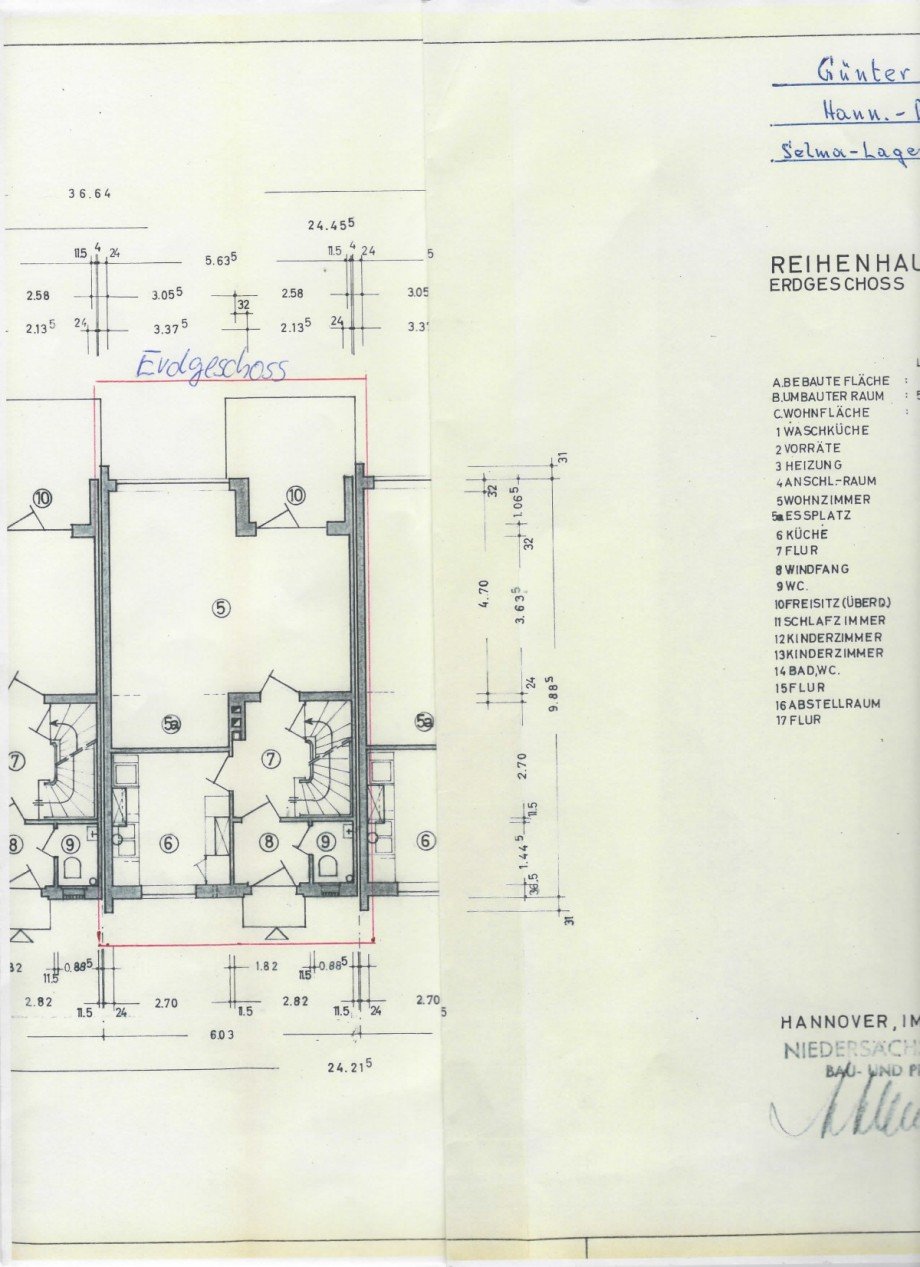 Grundriss EG Reihenmittelhaus Hannover